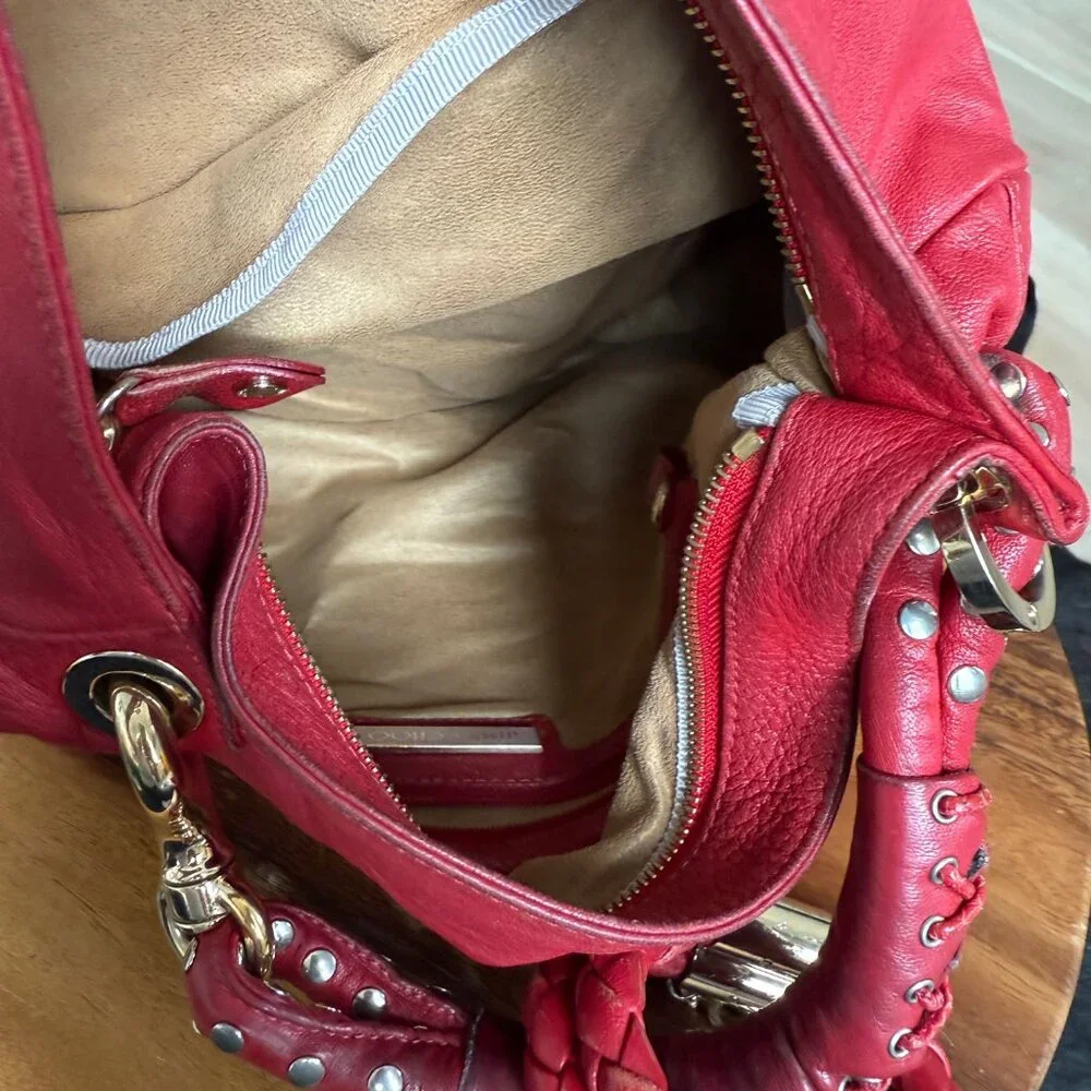 Hard to Find!! Jimmy Choo Red Leather Sky Hobo Bag
